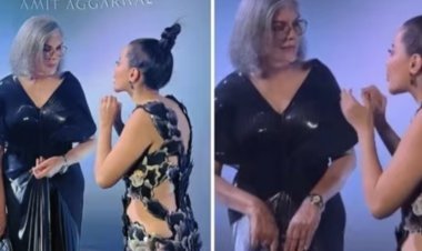Zeenat Aman was seen staring at Urfi Javed's dress at the event, users are giving funny comments on the video