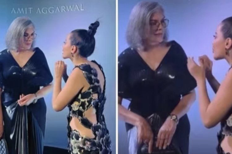 Zeenat Aman was seen staring at Urfi Javed's dress at the event, users are giving funny comments on the video