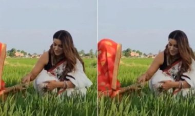 Akshara Singh left the shooting and reached the field to cut grass, know what was the reason, the video went viral