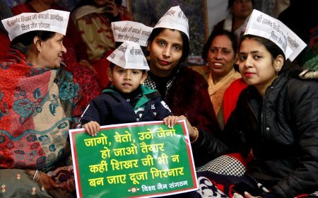 सम्मेद शिखर की पवित्रता सुनिश्चित करने की मांग को लेकर दिल्ली में आंदोलन कर रहा है जैन समाज