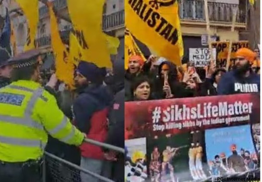लंदन: भारतीय उच्चायोग के बाहर हिंसक बवाल, स्याही फेंकी, बेरिकेड्स तोड़ने की कोशिश